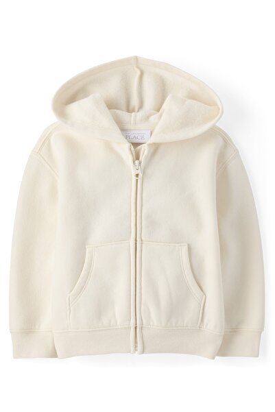 The Children's Place Girls Zip-Up Hoodie - White Daisy