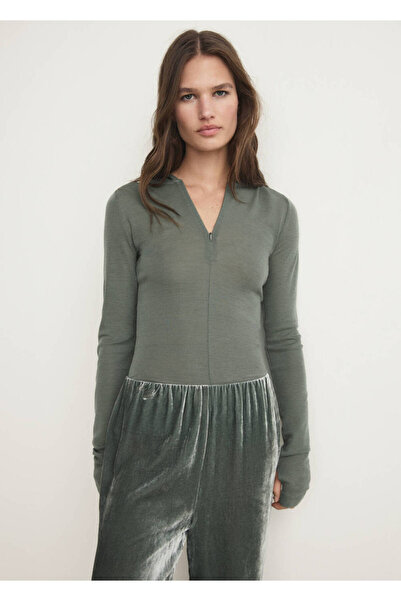MANGO Woman Hooded Wool T-Shirt