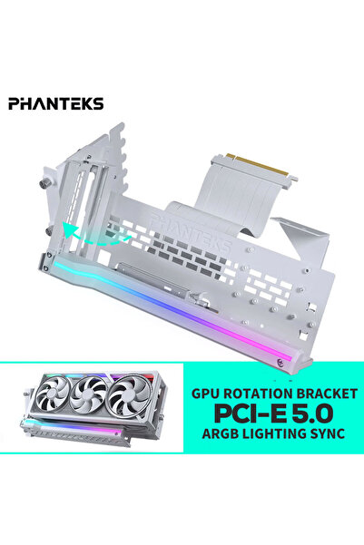 Choice White PHANTEKS GPUKT 5.0 ARGB rotatable video cards bracket kit with P...