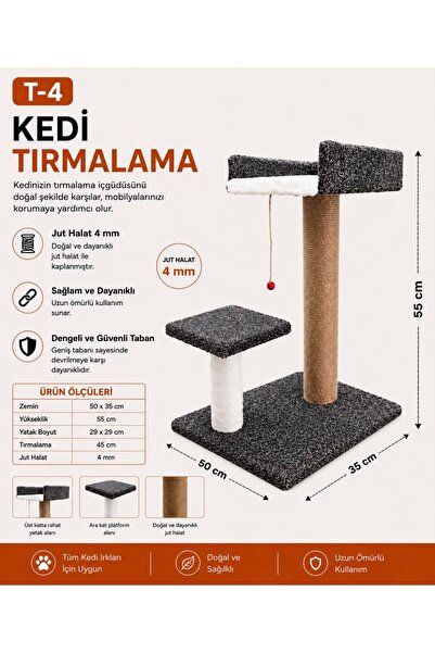Dumanpet T-4 Gri Yataklı Step Tırmalama Tahtası