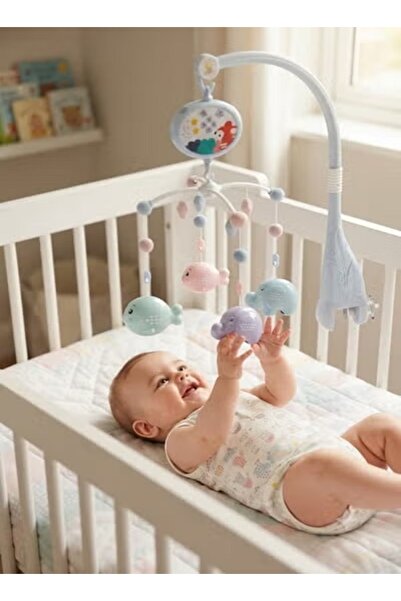 Baby ملاهي سرير للتعليق على سرير حديثي الولادة مزودة بألعاب تعليمية موسيقية ق...