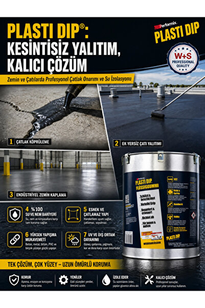 PLASTİDİP Plasti Dip 3 kg. Sıvı Zemin ve Çatı İzolasyonu - Mat Siyah