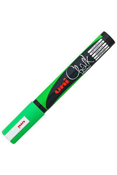 Uni Marker cu creta Chalk PWE-5M, varf rotund, 1.8-2.5mm, VERDE FLUORESCENT
