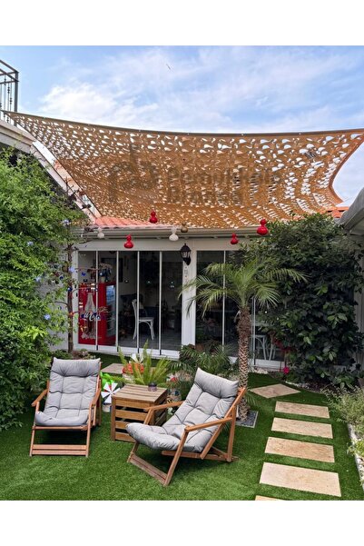 pamukkale branda Bej Renk Kamuflaj Örtü Ağ - Gölgelik Dekoratif Bej Renk File...