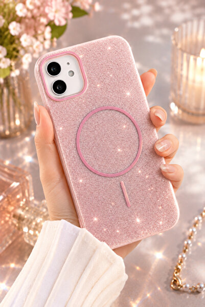 Go Aksesuar Iphone 11 Uyumlu Simli Glitter MAGSAFE Özellikli Darbe Önleyici Ş...
