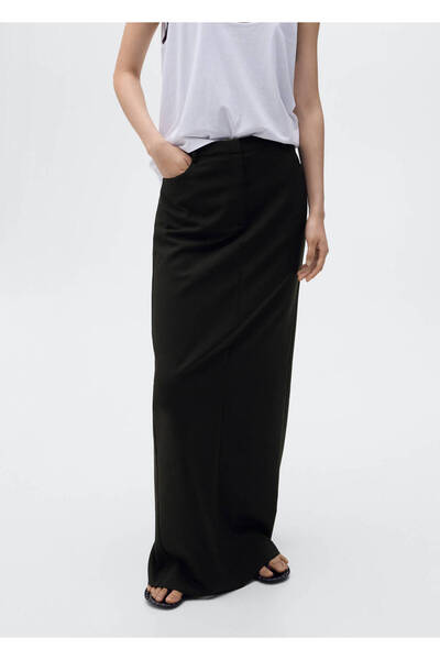 MANGO Woman Long Pencil Skirt with Holes