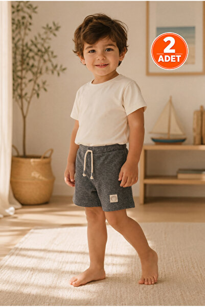 ZUMI BABY KIDS Antrasit Unisex Çocuk Şortu Pamuklu Yazlık Günlük Şort