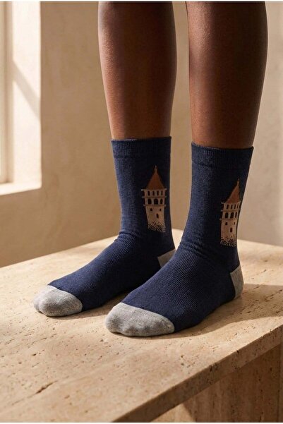 Katia&Bony Unisex Istanbul Patterned Navy Blue Socks