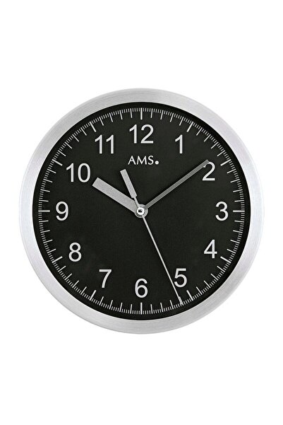 AMS Ceas de perete 5911, cuarț, negru, analogic, modern