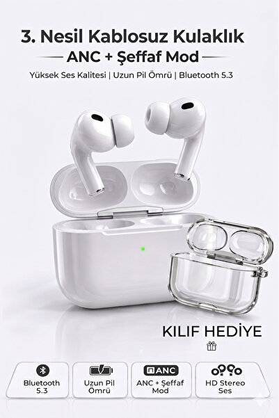 AuraPods Air Pro3 ANC 2026 Dokunmatik Premium Bluetooth Kulaklık - Aktif Gürü...