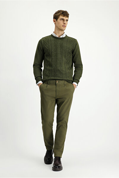 Kiğılı Regular Fit Standard Cut Lycra Pleated Canvas / Chino Trousers