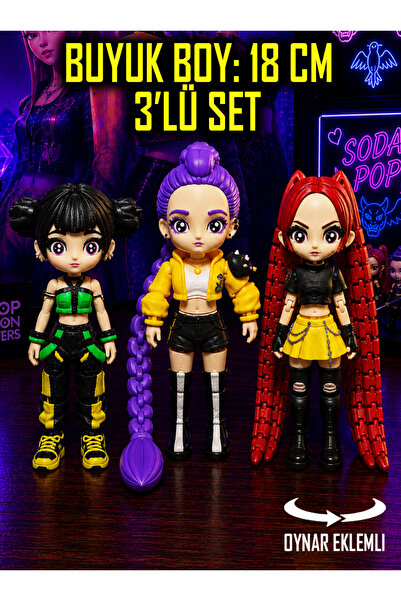 Suelo Butik 3'lü Set Büyük Boy Rumi, Zoey, Mira K-Pop Demon Hunters İblis Avc...