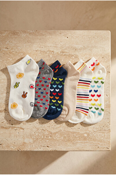Katia&Bony Women's Heart Patterned 6 Piece Booties Socks