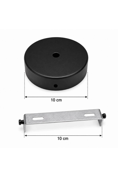 CONANA Aplik Arkası veya Avize Tavan Rozansı 10Cm (Mat Siyah) Metal