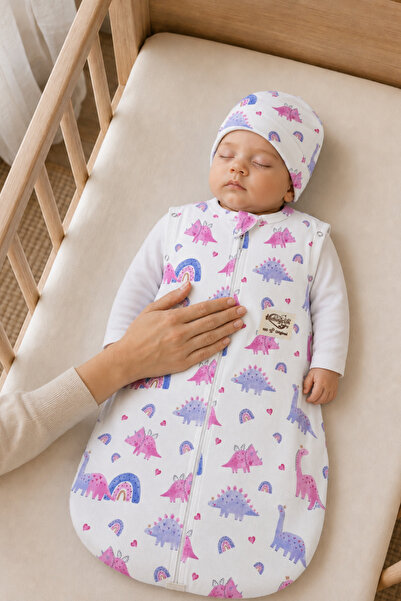 Tomuycuk 100% Cotton Patterned Baby Girl Sleeping Bag 0-6 Months Zippered Sna...