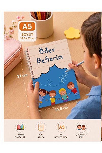 TUOR Ödev Defteri / Mavi Defter  / Okul Defteri / Çocuk Defteri / Konsept Defter