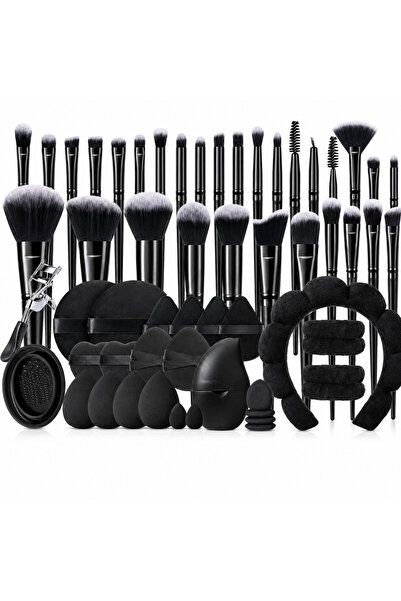 Arabest 56Pcs Makeup Tool Set with Brushes, Sponges, Puffs, Headband, Eyelash...