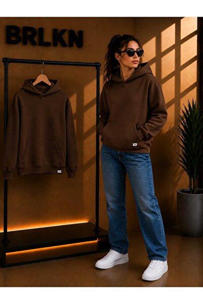 BRLKN Brown Hooded Raster Oversize Sweatshirt Mg1566