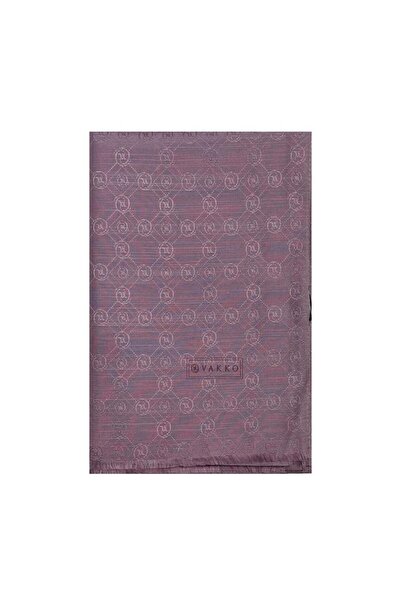 Vakko Cotton Silk Monogram Shawl 40752-Lilac