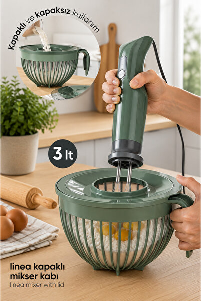 Stile Cucina وعاء خلاط لينيا سعة 3 لتر مع غطاء |   وعاء خفق وخلط متوافق مع ال...
