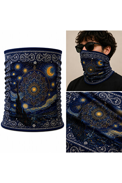 FG KONNİCHİWA Starry Night Mandala Design Face Mask & Neck Gaiter & Daily & M...