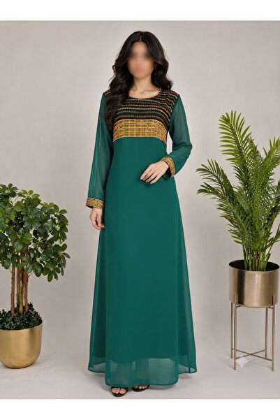 ASIAN Sgaia Jalabiya Women's Jalabiya Dress Elegant Embroidery Soft Chiffon F...
