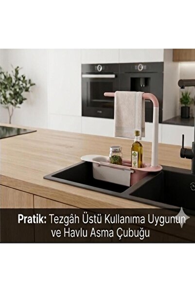 cendix CX7EVY01 Teleskopik Evye Düzenleyici Ayarlanabilir Lavabo Organizer Se...