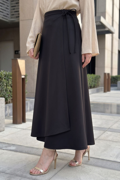 InStyle Black Scuba Skirt with Side Ties