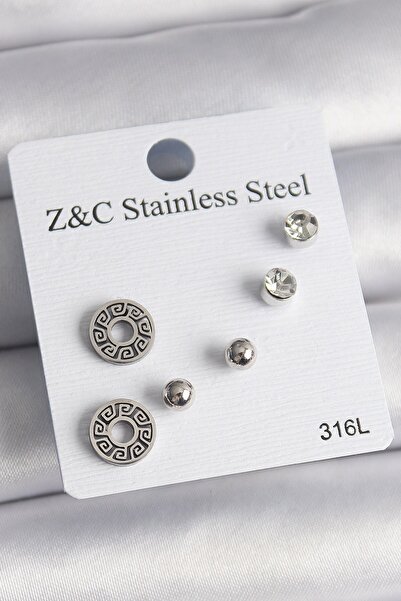 Inure Jewelry 316l steel silver color zircon stone maze model women's earring...