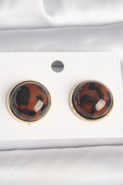Inure Jewelry Brass Gold Color 3D Circle Leopard Model Women's Earrings