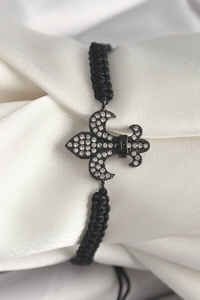 Inure Jewelry Brass Black Color Zircon Stone Lily Figure Elevator Macrame Mod...