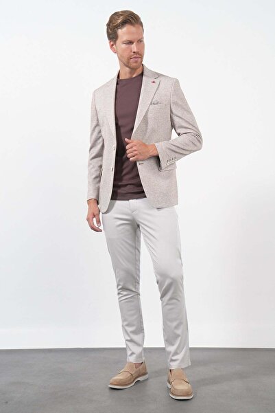 İmza White-Tile Mono Collar Knitted 6 Drop Slim Fit Jacket 1002260153