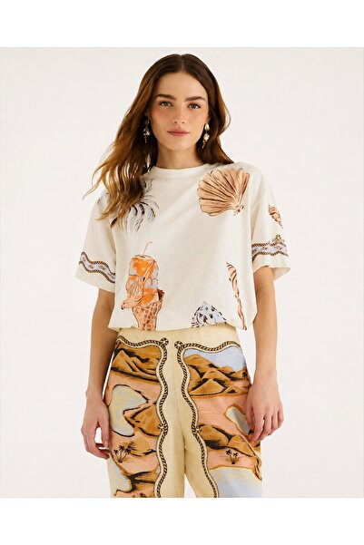 Oversize Cut Short Sleeve Printed T-shirt
