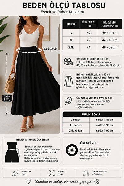 STYLENEST VİSKON KUMAŞ UZUN ETEK