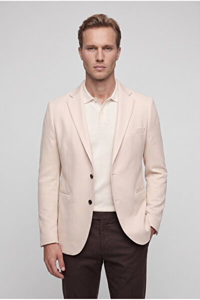 Twn Slim Fit Bej Armürlü Kumaş Ceket