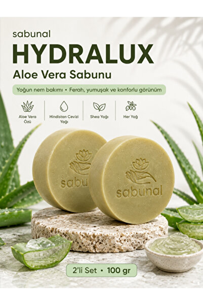 sabunal Hydralux Aloe Vera Soap 2 Pieces - Natural Care Soap with Moisture Su...