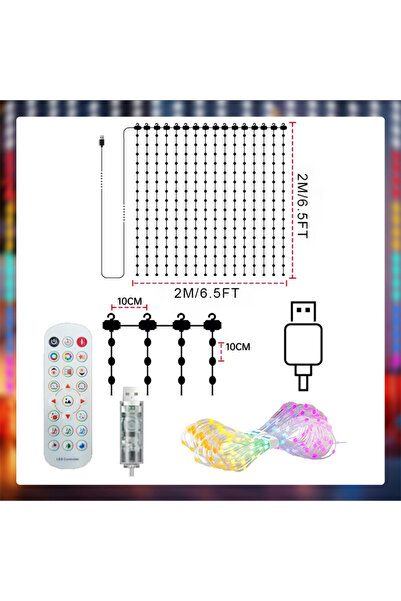 Choice 1PC Curtain Light USB 2M-6.6ft-400LEDS Smart RGBIC Curtain Lights LED ...