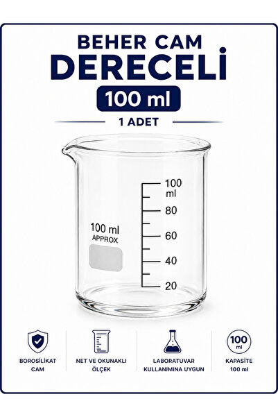 Labolist Beher Cam Dereceli 100 ml 1 Adet