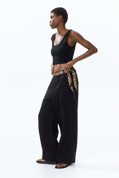 H&M Scarf-detail linen-blend trousers