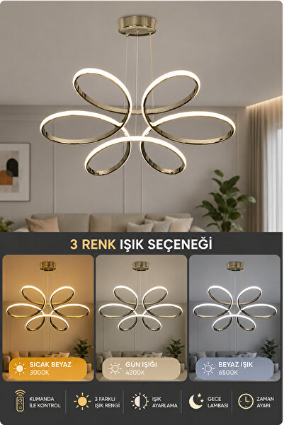 RSCOLLECTIONS Papatya Modern Sarkıt Led Avize Kumandasız Krom