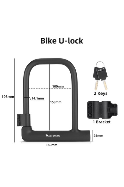 Choice قفل دراجة أسود من WEST BIKING على شكل حرف U، قفل دراجة محمول عالي الأم...