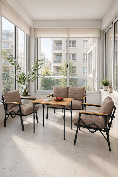 DORUK HOME Model, Balkon, Bahçe, Cafe, Metal Koltuk Takımı, Bahçe Takımı , Ça...