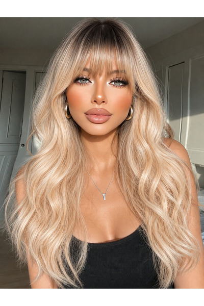 Lulu Bella Kadın Altın Ombre Su Dalgalı Perçemli Peruk - 65 cm serisi 1. Kali...