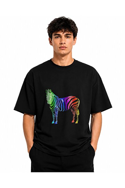 Inscriptie Tricou Unisex Bumbac Premium Casual " Curcubeu zebra "