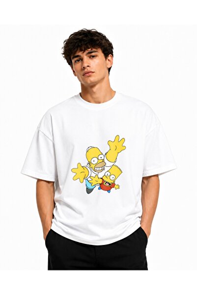 Inscriptie Unisex Premium Cotton Casual T-Shirt "Homer and Lisa"