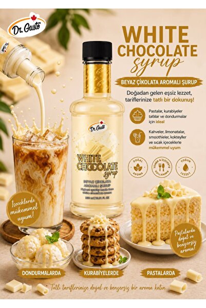 Dr. Gusto Beyaz Çikolata Kokteyl Şurup 300 CC – Yoğun Aromalı İçecek,Kahve ve...