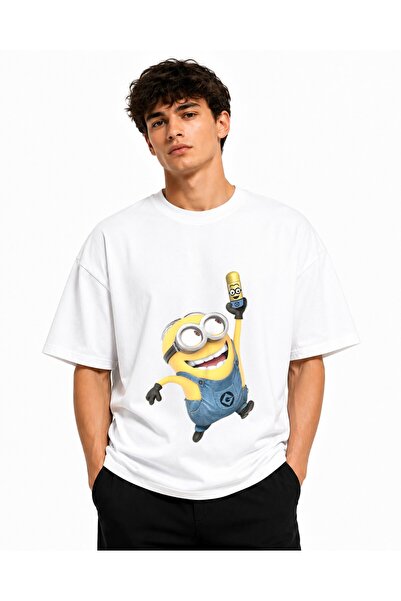 Inscriptie Tricou Unisex Bumbac Premium Casual " Minion fericit "