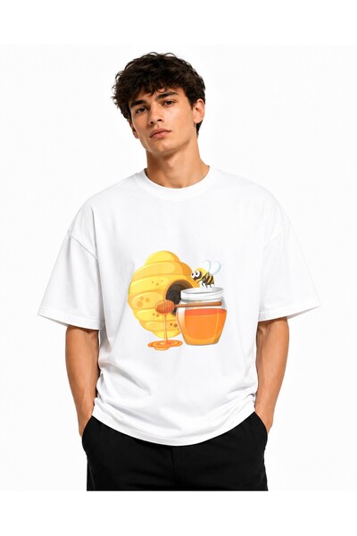 Inscriptie Tricou Unisex Bumbac Premium Casual " Honey bee drawing "