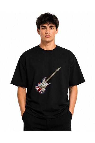 Inscriptie Tricou Unisex Bumbac Premium Casual " Guitar London "