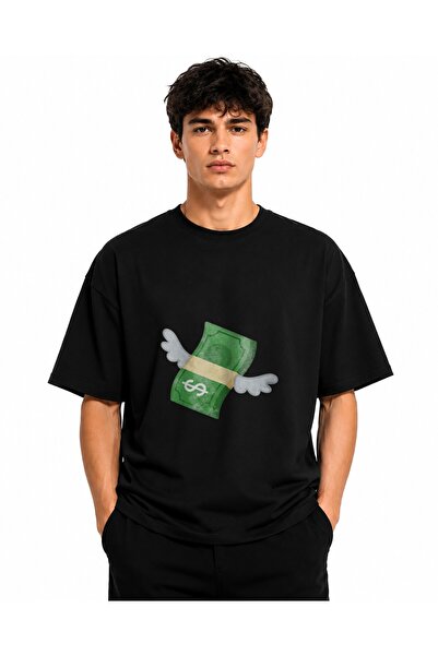 Inscriptie Unisex Premium Cotton Casual T-Shirt "Dollar emoji"